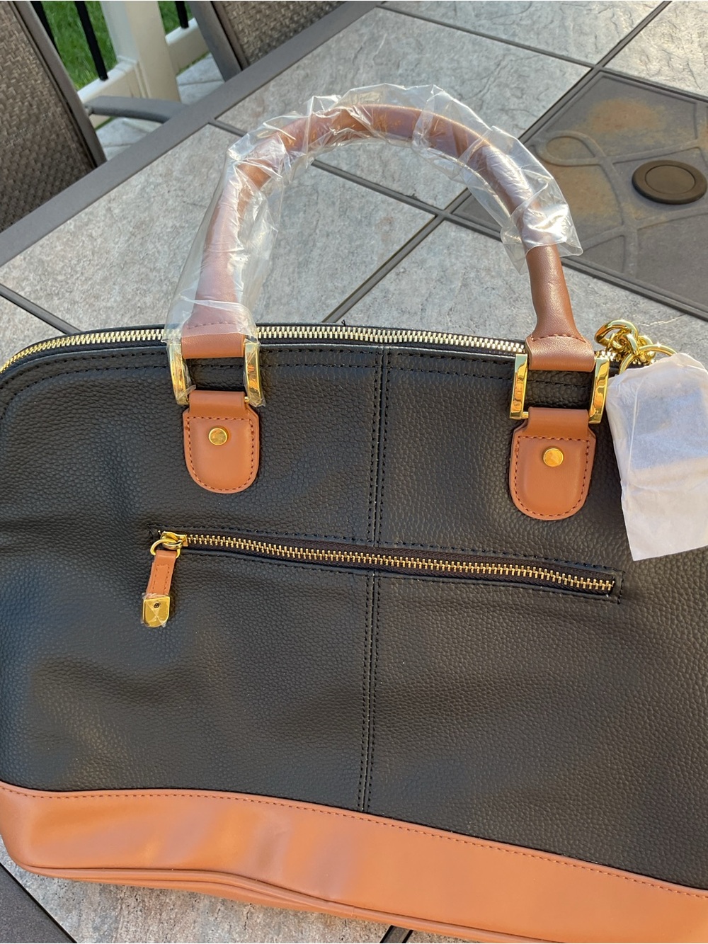Joy & Iman black pebble leather satchel NWT - Picture 9 of 12